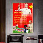 Tranh 5 Điều Bác Hồ Dạy - Tranh Treo Tường Trang Trí Phòng Học, Trường Học