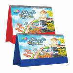 Lịch Để Bàn Ngang 2026 (25 x 12 cm) - Hương Sắc Việt Nam - TVKV17A (Chọn Đế Xanh Hoặc Đỏ)