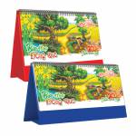 Lịch Để Bàn Ngang 2026 (25 x 12 cm) - Bức Hoạ Đồng Quê - TVKV15A (Chọn Đế Xanh Hoặc Đỏ)