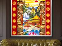 Không Gian Thờ Cúng Trang Nghiêm Với Tranh Cửu Huyền Thất Tổ Cao Cấp
