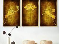 Không Gian Thiền Định Với Tranh Sen Vàng Thoát Tục – Tạo Cảm Giác Thanh Thoát, Bình Yên