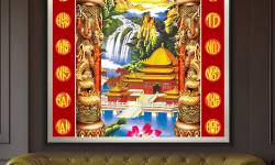 Không Gian Thờ Cúng Trang Nghiêm Với Tranh Cửu Huyền Thất Tổ Cao Cấp