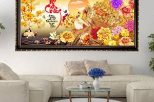 Đặt Mua Tranh Canvas Chim Công Nghệ Thuật Đóng Khung Cao Cấp Lấy Liền Tại HCM