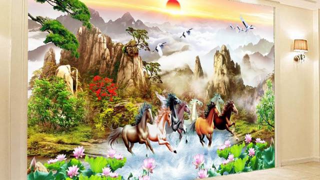 Tranh Dán Tường 3D Mã Đáo Thành Công – Mang Tài Lộc & Sinh Khí Vào Nhà | Giá Tốt 2025