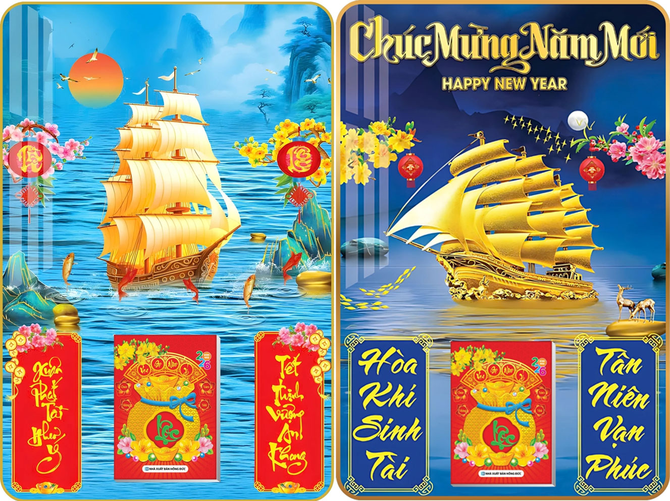 7 Mẫu Thuận Buồm Xuôi Gió - Lịch Treo Tường Laminate Tráng Gương 2026 (40x60 cm)