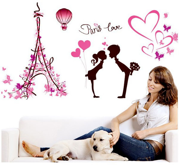 Decal Trang Trí Cặp Đôi Paris Love