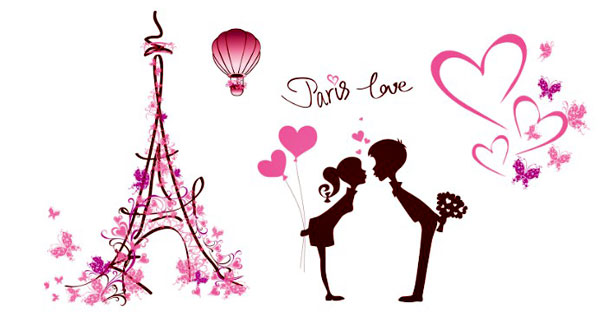 Decal Trang Trí Cặp Đôi Paris Love
