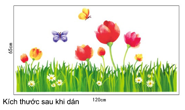 Decal Trang Trí Chân Tường Hoa Tulip 2