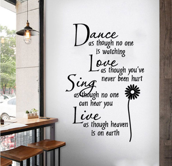 Decal Trang Trí Chữ Tiếng Anh Dance Love Sing Live