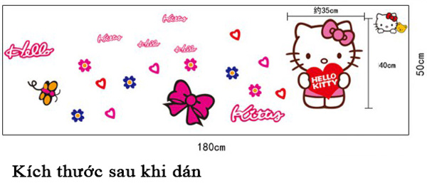 Decal Trang Trí Hello Kitty Hồng