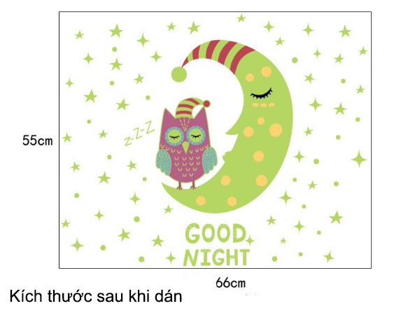 Decal Trang Trí Trăng Và Chú Mèo Dạ Quang