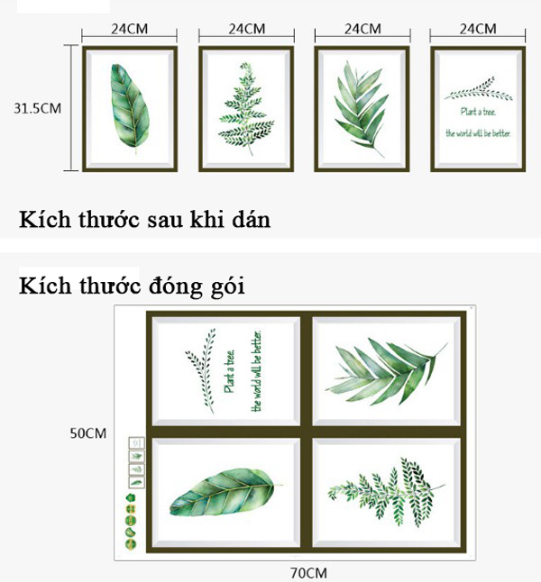 Decal Trang Trí Tường 4 Khung Cỏ Bắc Âu 2