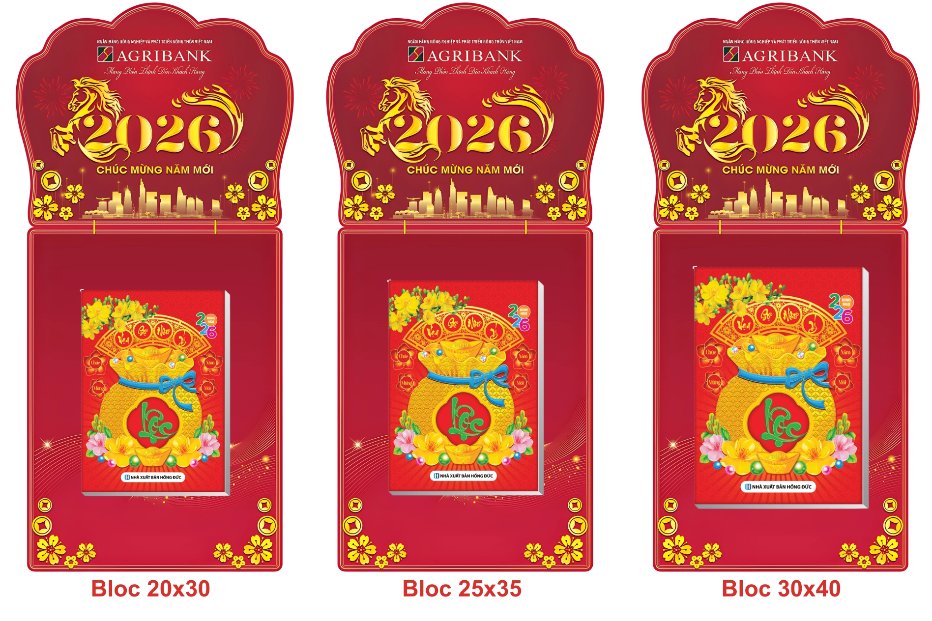 Lịch Bloc In Độc Quyền 2026 - Lịch Bloc In Logo Agribank - Kích Thước 20x30 cm, 25x35 cm, 30x40 cm (Thiết Kế Theo Yêu Cầu) - TVKV404