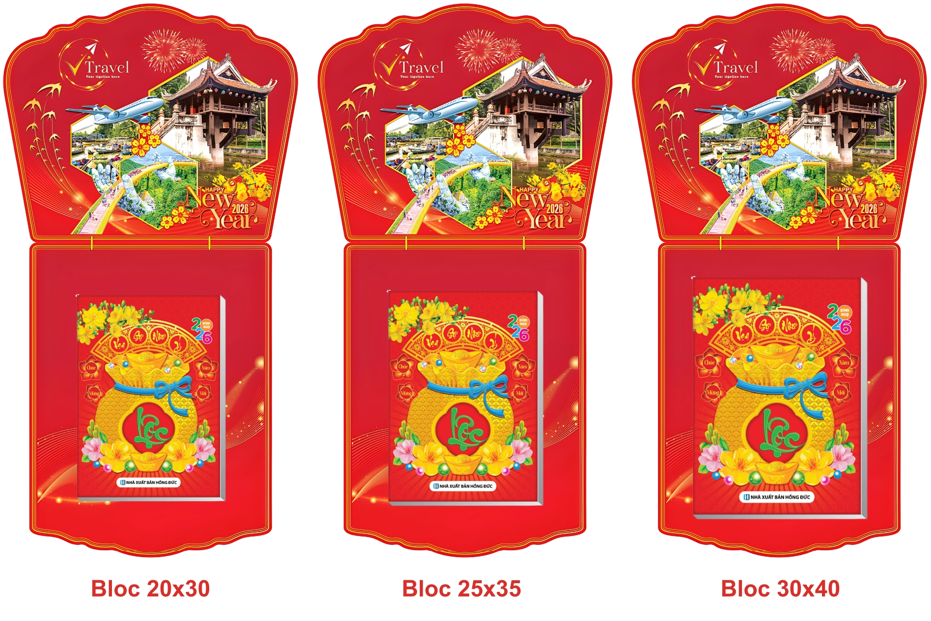 Lịch Bloc In Độc Quyền 2026 - Lịch Bloc In Logo Vietravel - Kích Thước 20x30 cm, 25x35 cm, 30x40 cm (Thiết Kế Theo Yêu Cầu) - TVKV402