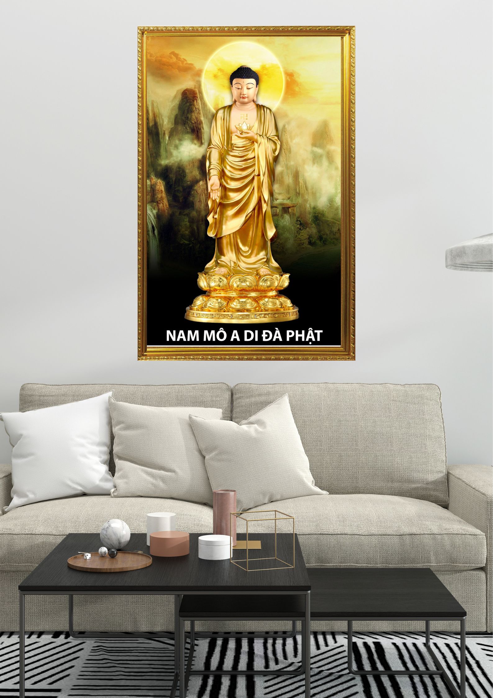Tranh Canvas Đức Phật A Di Đà Đóng Khung Cao Cấp 01
