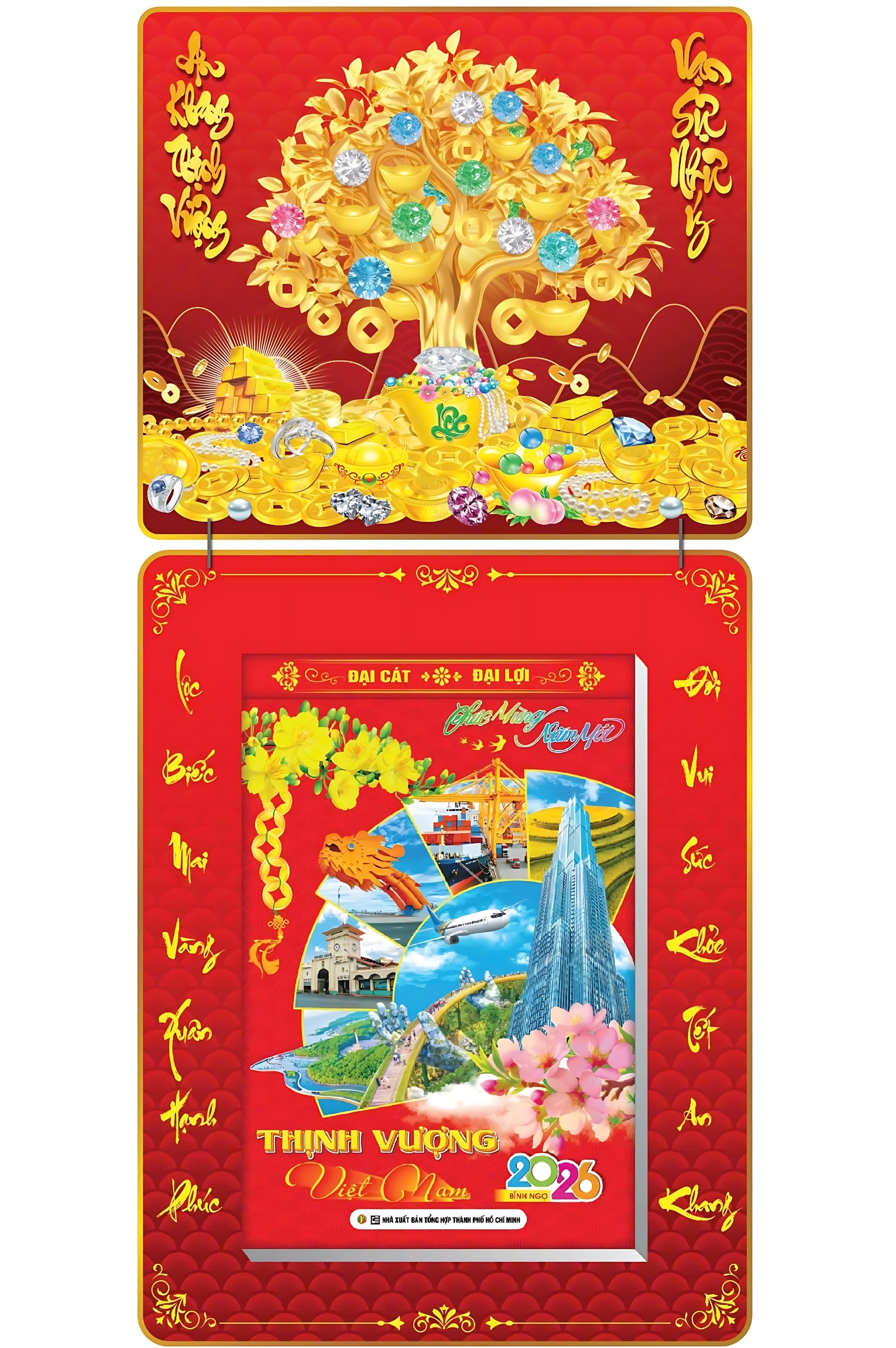 Lịch Khối 2026 (20x30 cm) Siêu Đại - Cây Tiền Lộc Trọn Bộ Đầu Treo Laminate