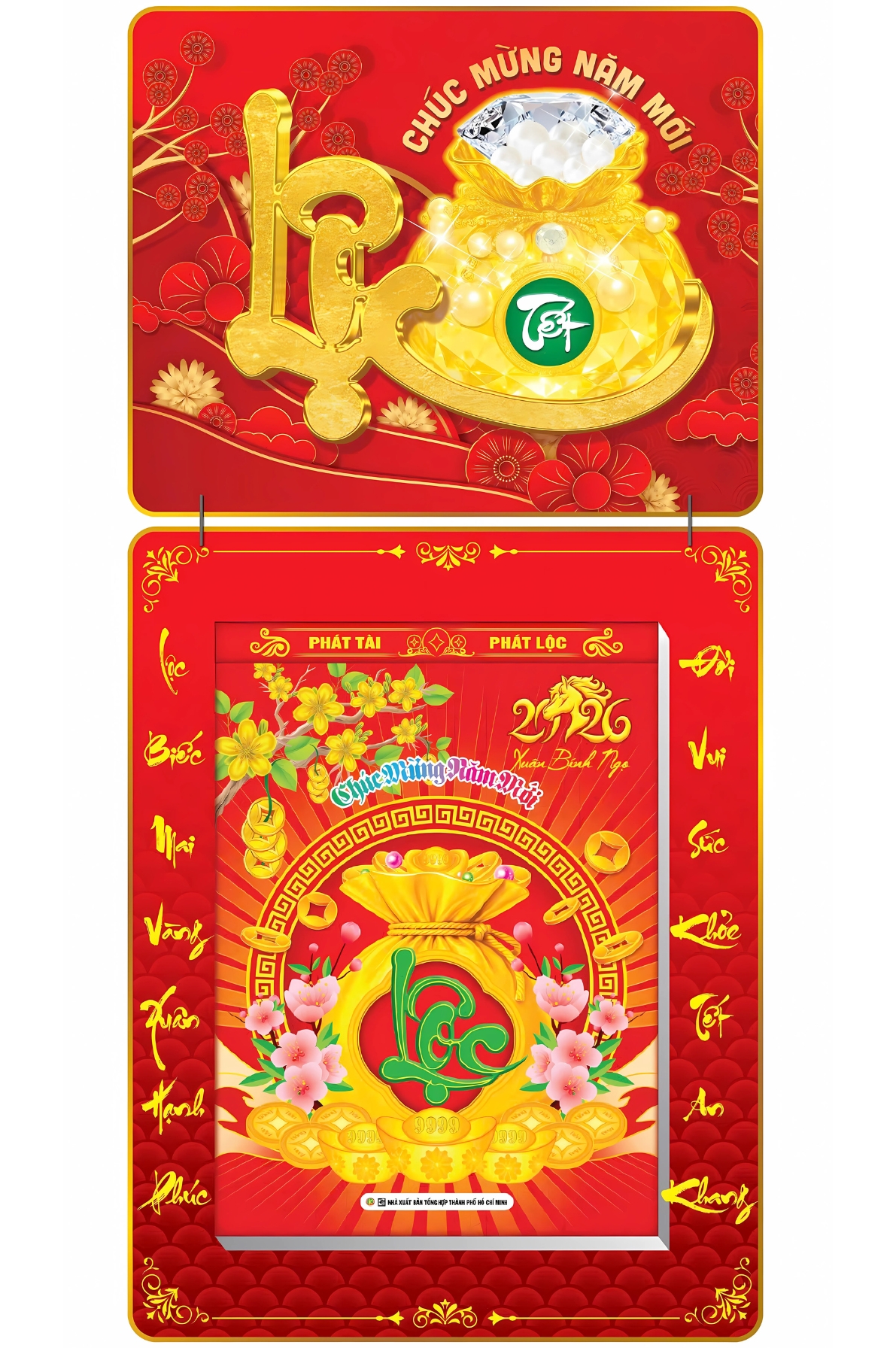 Lịch Khối 2026 (25x35 cm) Cực Đại - Túi Tiền Trọn Bộ Đầu Treo Laminate