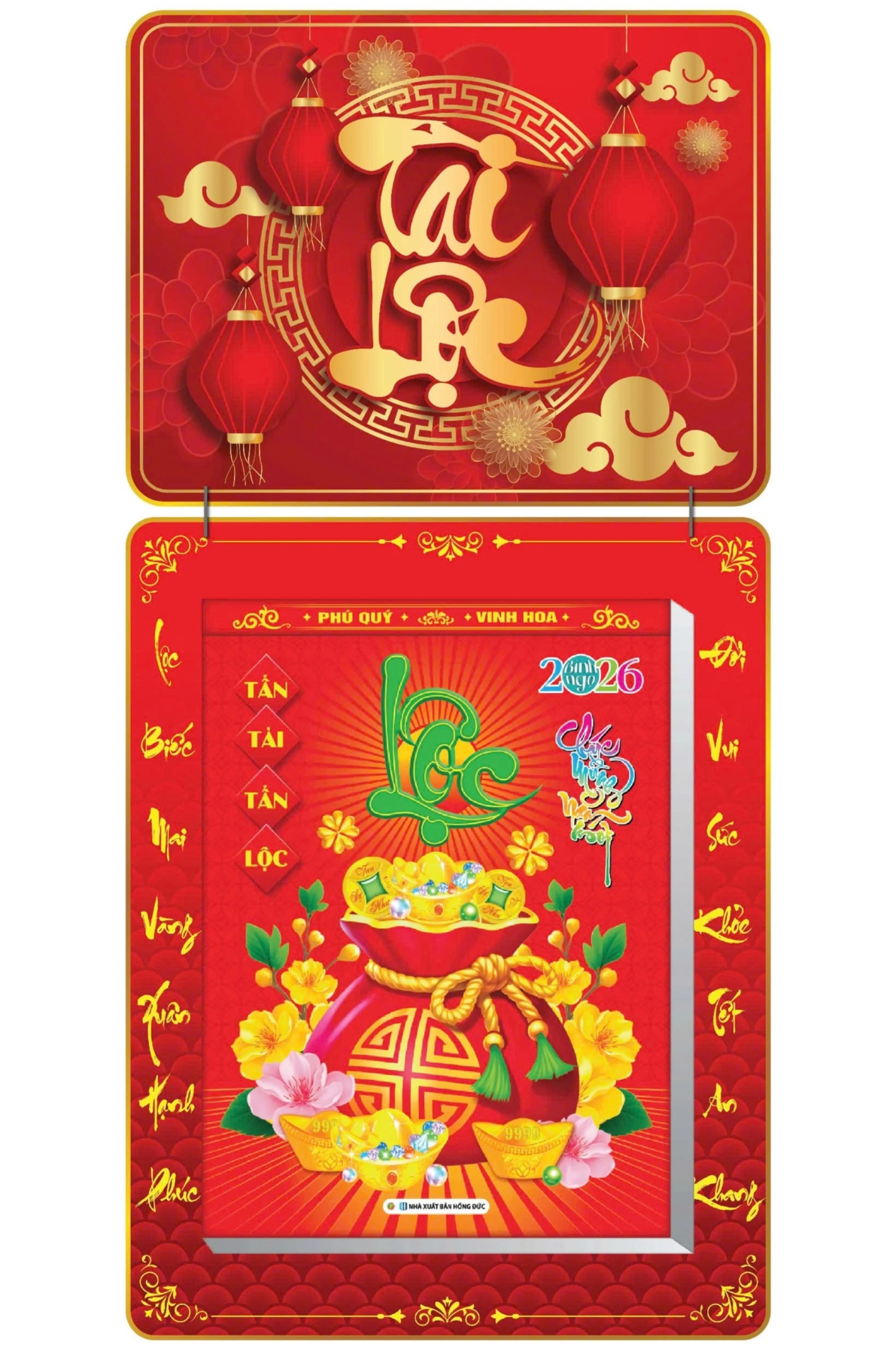Lịch Bloc 2026 (30x40 cm) Siêu Đại - Chữ Tài Lộc Trọn Bộ Đầu Treo Laminate