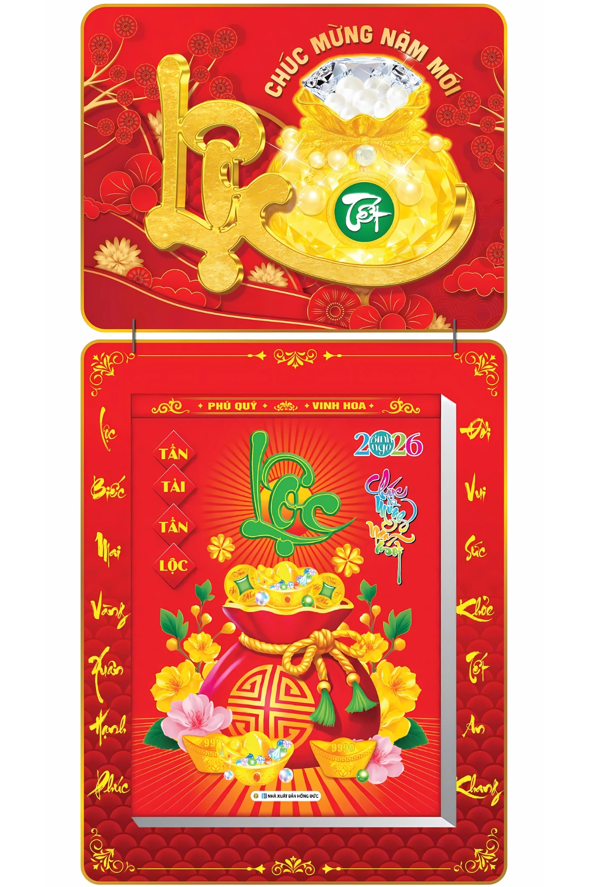 Lịch Khối 2026 (30x40 cm) Siêu Cực Đại - Túi Tiền Trọn Bộ Đầu Treo Laminate