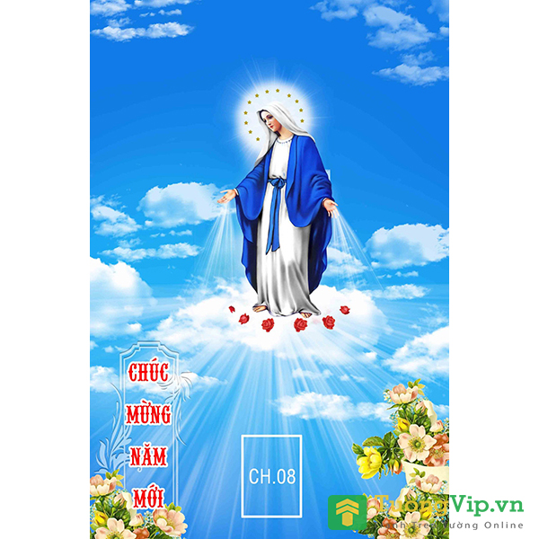 Lịch Gỗ Treo Tường Laminate Tráng Gương 2023 (40x60cm) - Đức Mẹ Maria