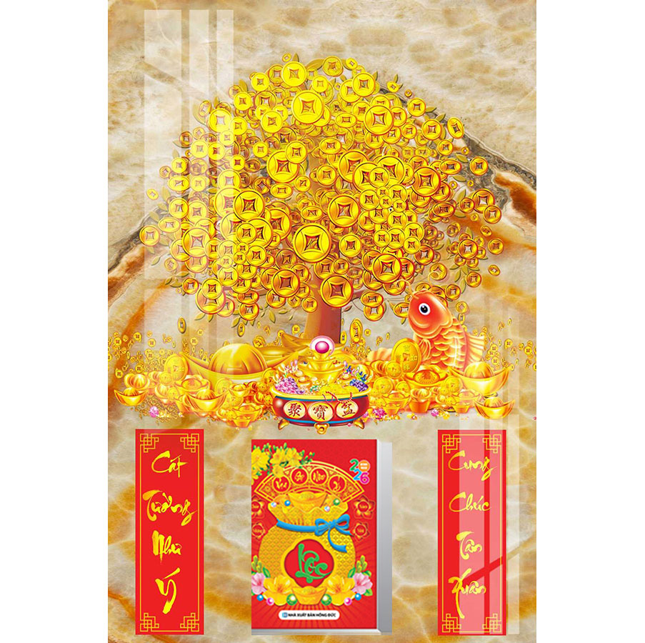 Lịch Gỗ Treo Tường Laminate Tráng Gương 2026 (40x60 cm) - Cây Tài Lộc 02