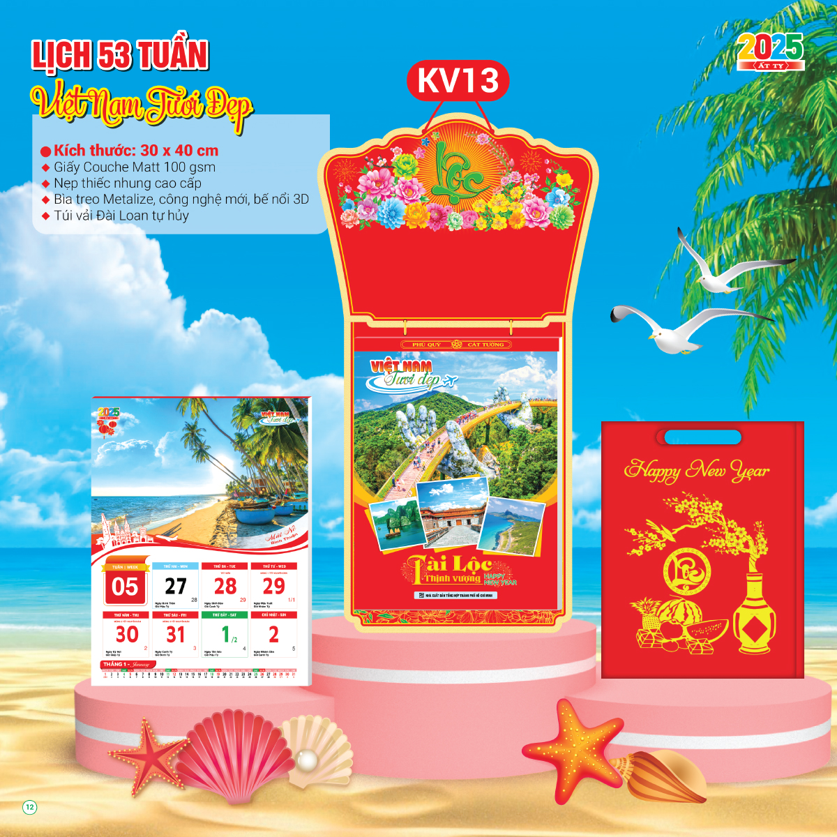 Lịch Treo Tường 53 Tuần 2025 (30x40 cm) - Việt Nam Tươi Đẹp - TVKV013