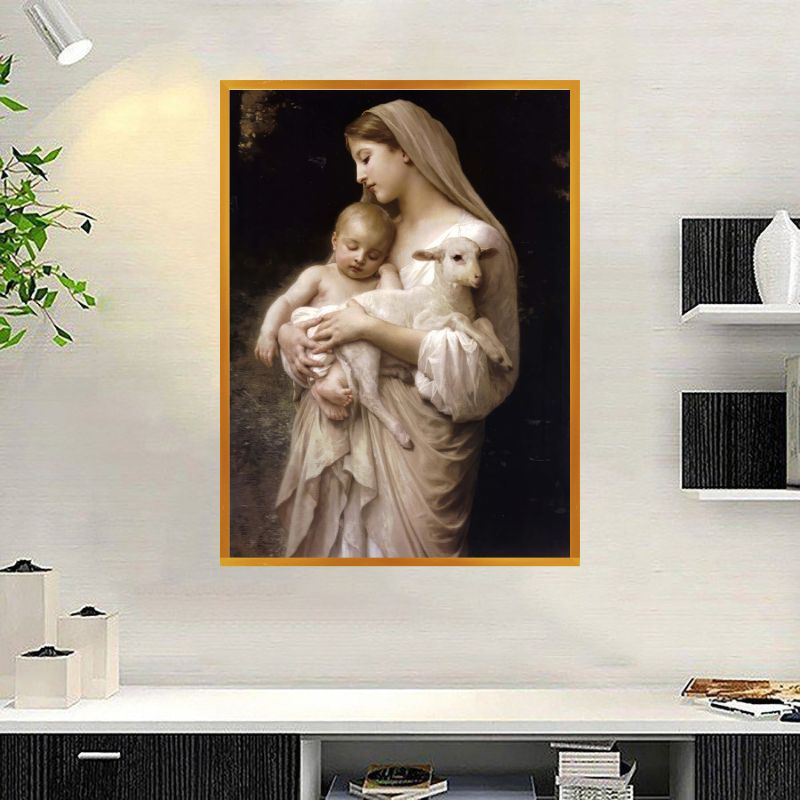 Tranh Canvas Mẹ Maria Và Chúa Hài Đồng Đóng Khung Cao Cấp