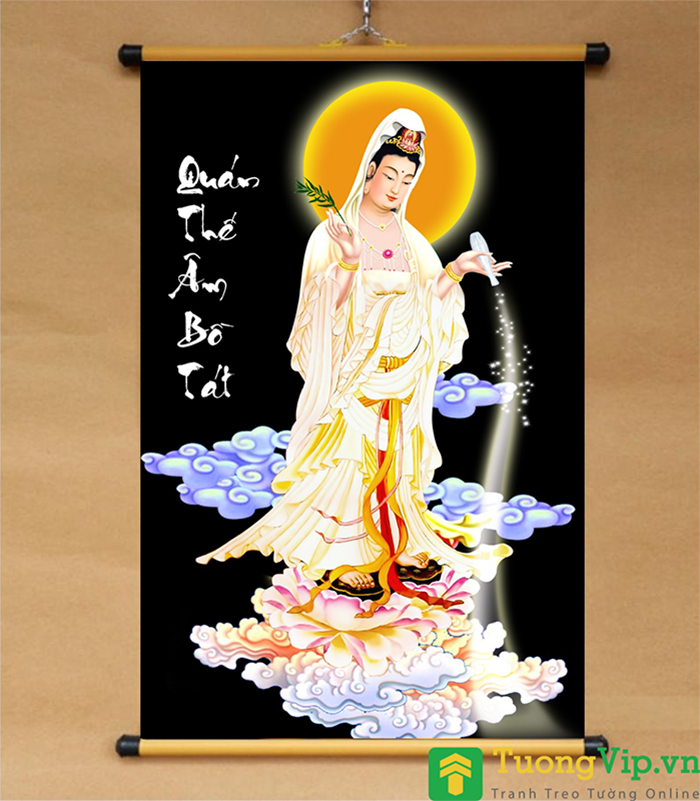 Tranh Liễn Phật Giáo - Bồ Tát Quan Âm 03 - Vải Canvas Cao Cấp