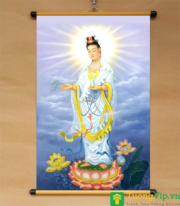 Tranh Liễn Phật Giáo - Bồ Tát Quan Âm 04 - Vải Canvas Cao Cấp