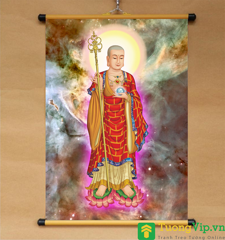 Tranh Liễn Phật Giáo - Địa Tạng Vương Bồ Tát 01 - Vải Canvas Cao Cấp