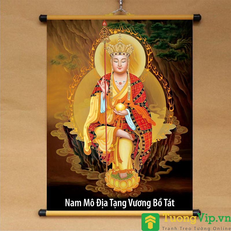 Tranh Liễn Phật Giáo - Địa Tạng Vương Bồ Tát 02 - Vải Canvas Cao Cấp
