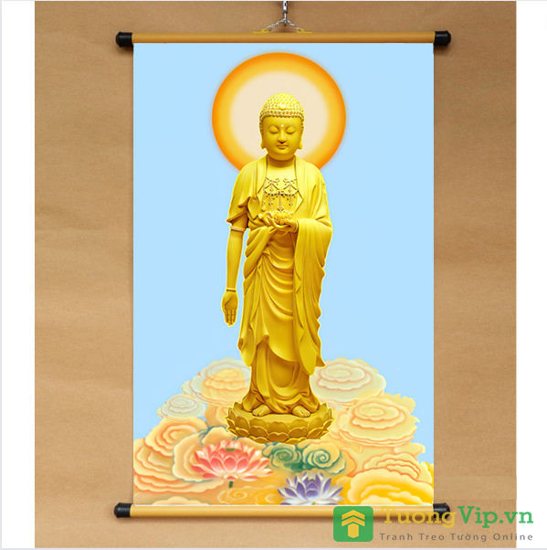 Tranh Liễn Phật Giáo - Phật A Di Đà 02 - Vải Canvas Cao Cấp