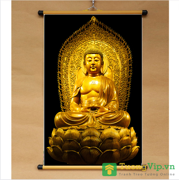 Tranh Liễn Phật Giáo - Phật A Di Đà 03 - Vải Canvas Cao Cấp