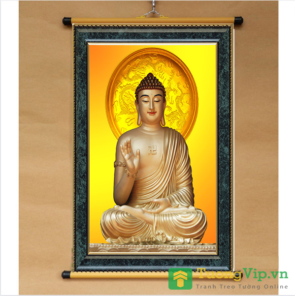 Tranh Liễn Phật Giáo - Phật A Di Đà 04 - Vải Canvas Cao Cấp