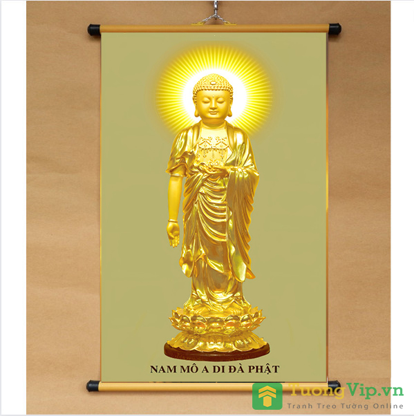 Tranh Liễn Phật Giáo - Phật A Di Đà 06 - Vải Canvas Cao Cấp