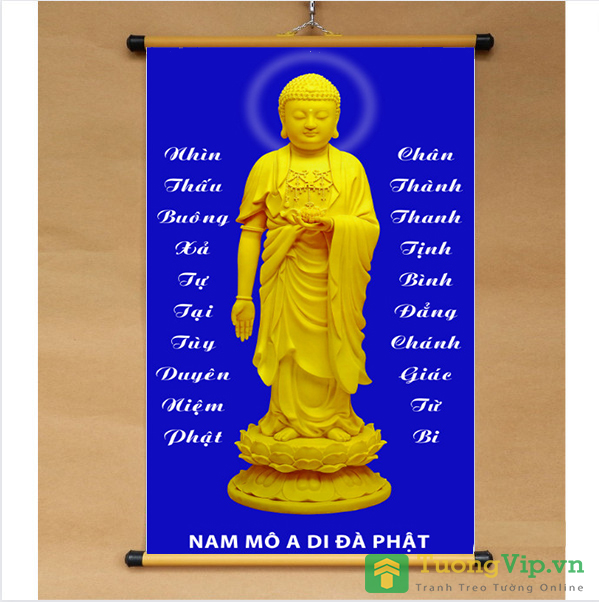 Tranh Liễn Phật Giáo - Phật A Di Đà 07 - Vải Canvas Cao Cấp