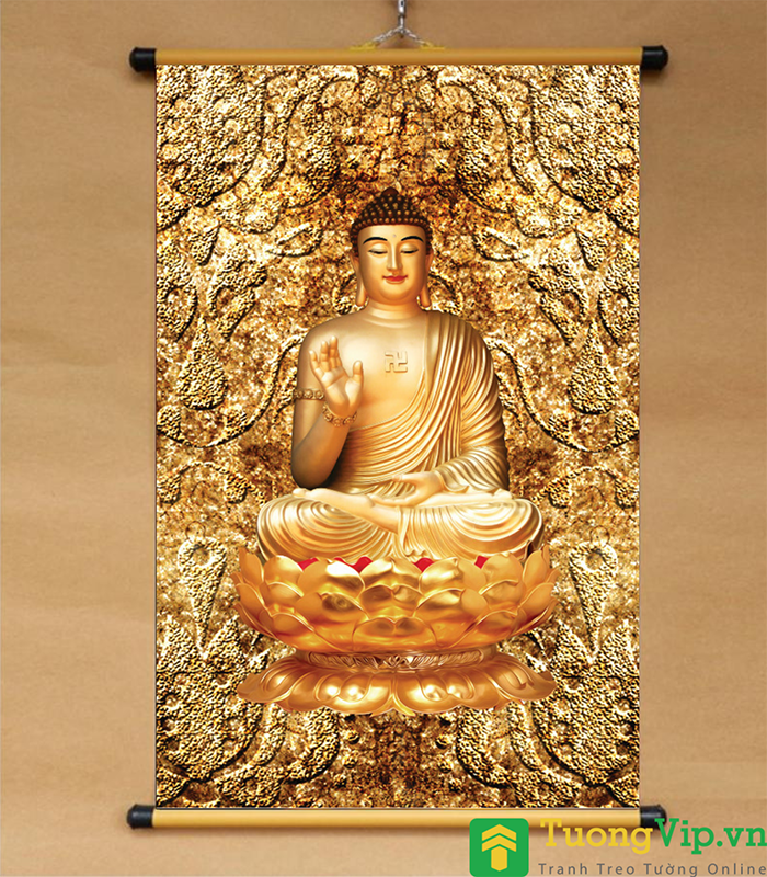 Tranh Liễn Phật Giáo - Phật A Di Đà 09 - Vải Canvas Cao Cấp
