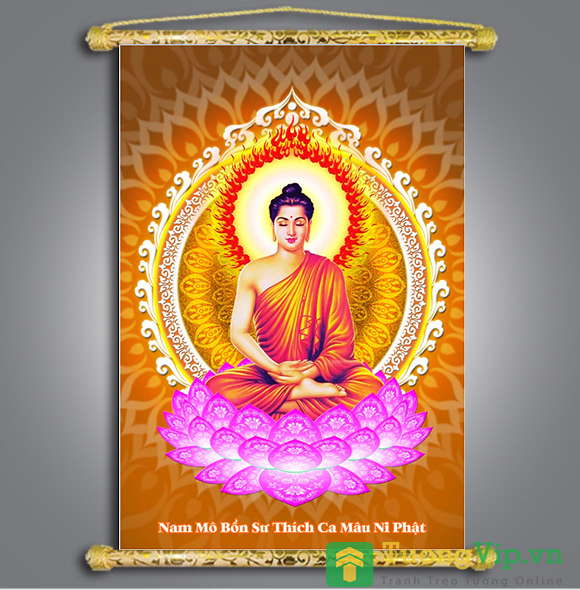 Tranh Liễn Phật Giáo - Phật Thích Ca Mâu Ni 03 - Vải Canvas Cao Cấp