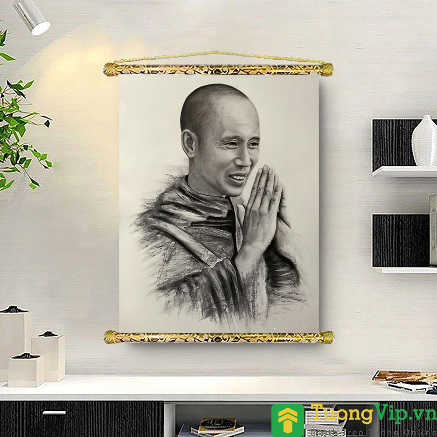 Tranh Liễn Phật Giáo - Sư Thầy Thích Minh Tuệ 07 - Vải Canvas Cao Cấp