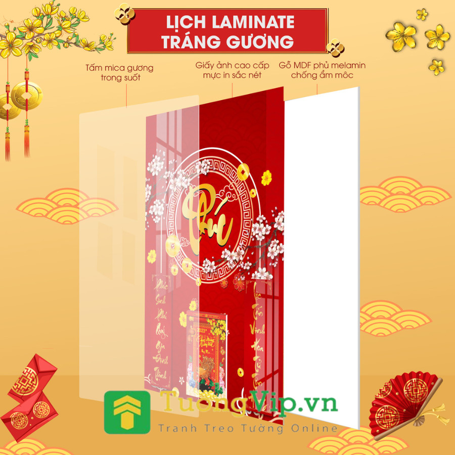 Chất liệu của lịch laminate tráng gương