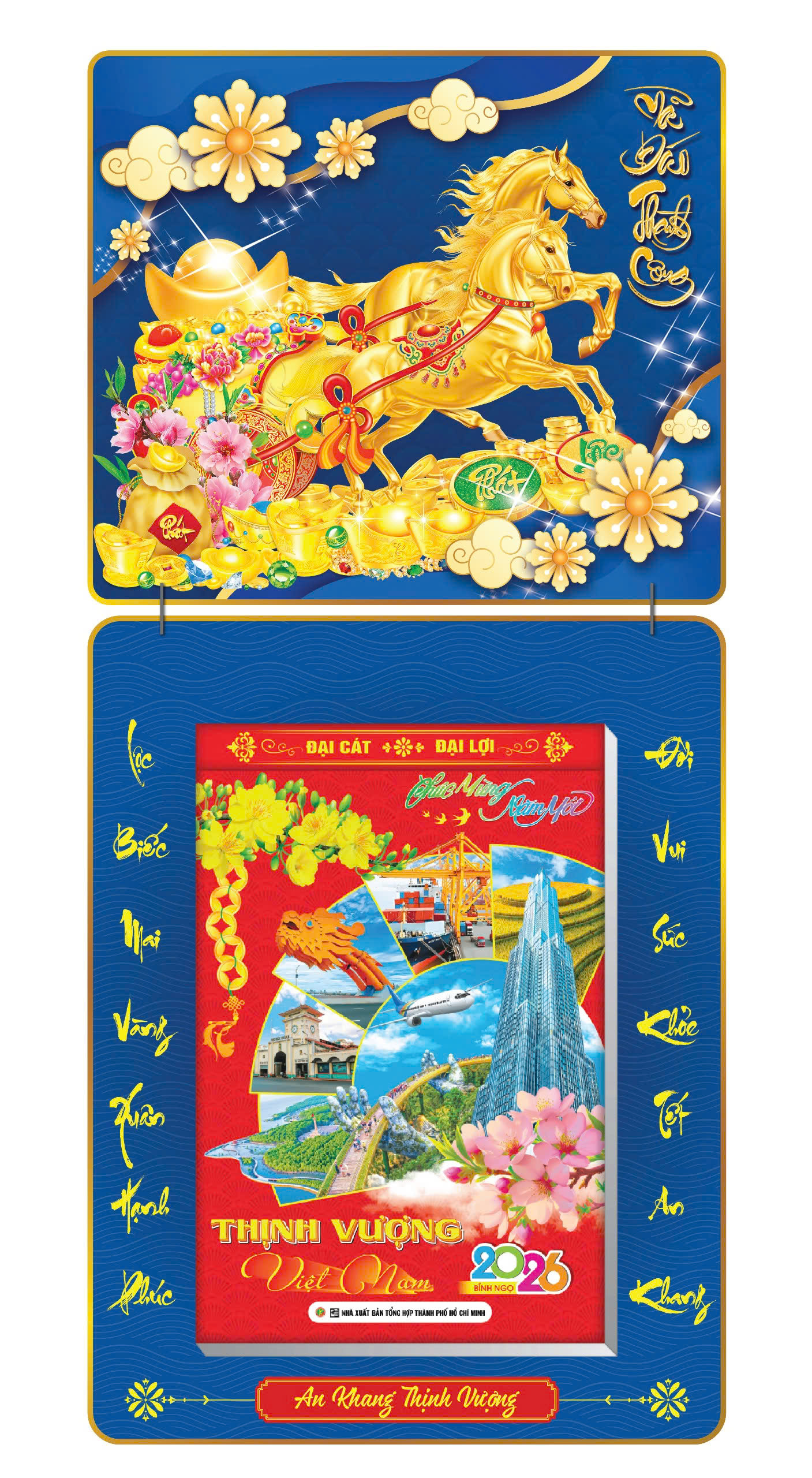 Lịch Khối 2026 (20x30 cm) Siêu Đại - Mã Đáo Thành Công 01 Trọn Bộ Đầu Treo Laminate