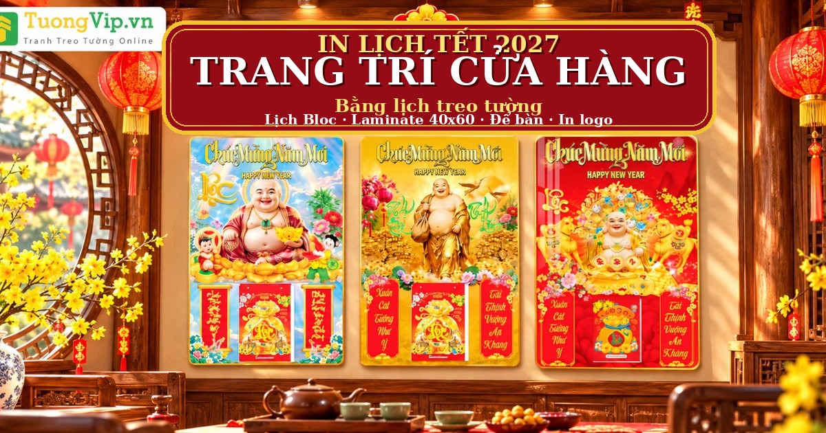 Trang Tr&iacute; Cửa H&agrave;ng Ng&agrave;y Tết 2027 Bằng Lịch Treo Tường: Gợi &Yacute; Theo Từng Vị Tr&iacute;