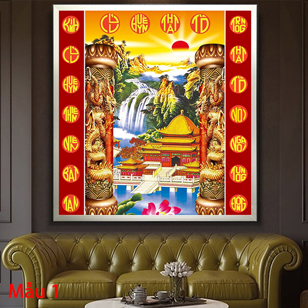 Không Gian Thờ Cúng Trang Nghiêm Với Tranh Cửu Huyền Thất Tổ Cao Cấp