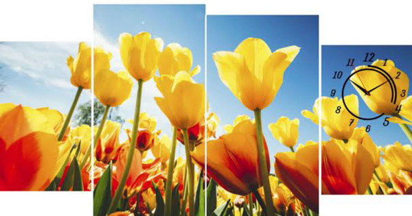 Tranh Đồng Hồ Vườn Hoa Tulip