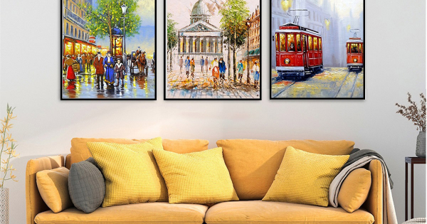 Tranh Treo Tường Nghệ Thuật Sơn Dầu Thành Phố