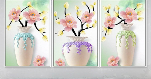 Tranh Treo Tường Lọ Hoa Mẫu Đơn Sang Trọng