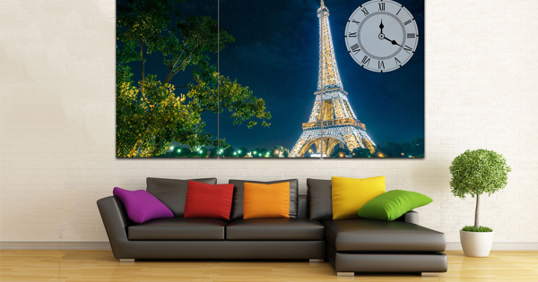 Tranh Đồng Hồ Paris Về Đêm