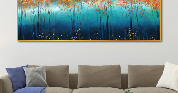 Tranh Treo Tường Rừng Vàng Buổi Đêm