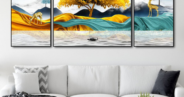 Tranh Treo Tường Rừng Vàng Và Biển Bạc