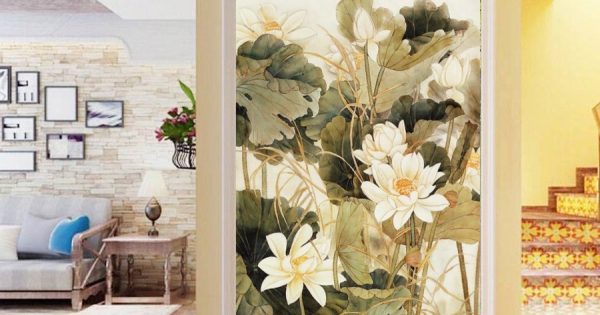 Tranh Dán Tường Ao Sen 3D